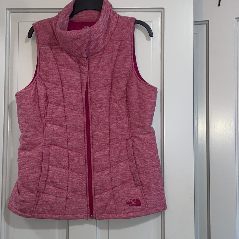 North Face Vest Womens Medium Pink Puffer Nuptuse Goose Down Fill Insulated - Picture 6 of 14
